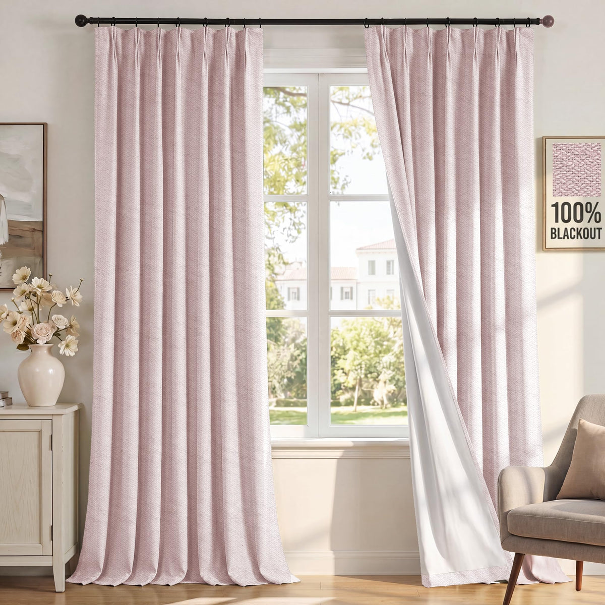 H.VERSAILTEX Pinch Pleated 100% Blackout Curtains