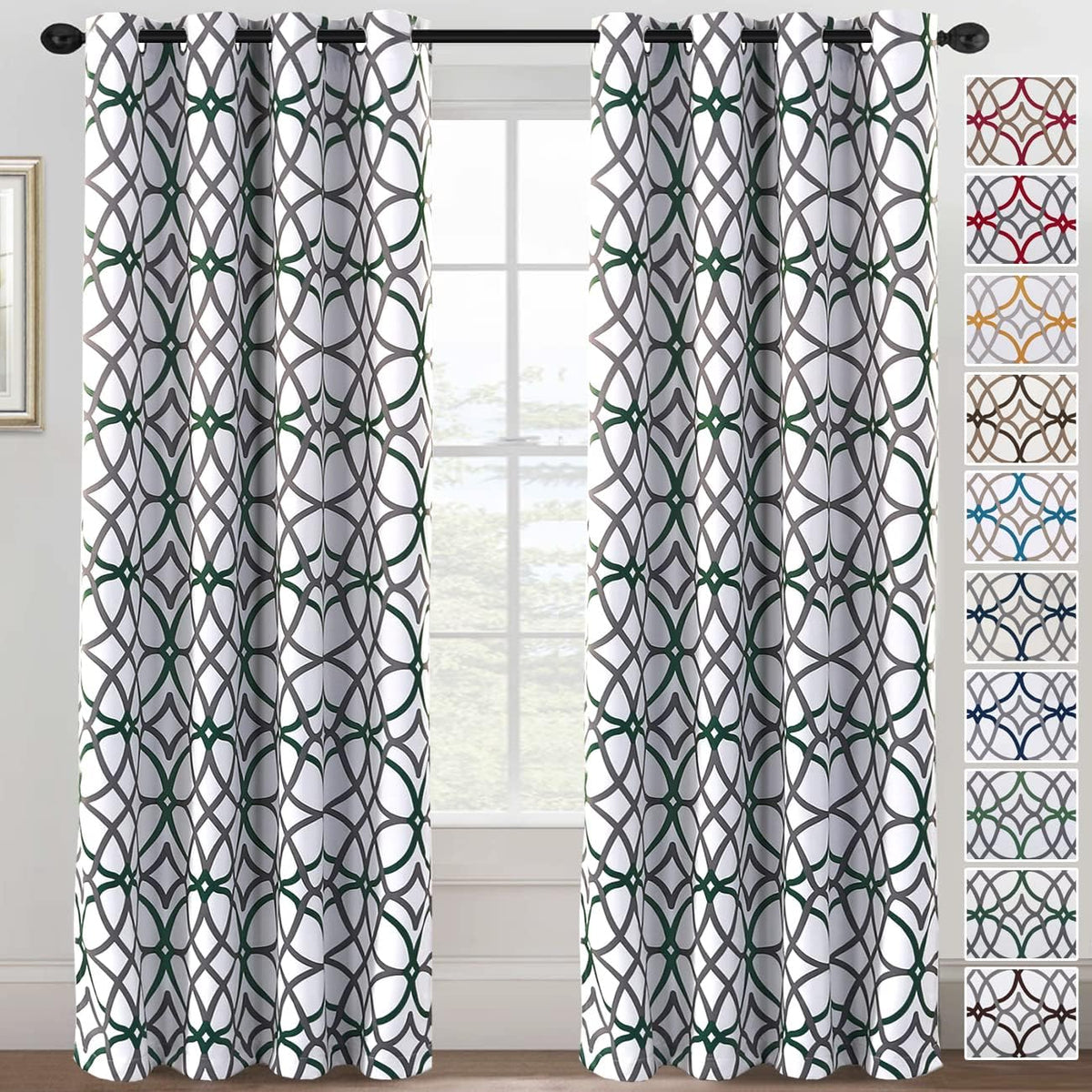 H.VERSAILTEX Blackout Curtains for Bedroom Printed Design 96 Inch Thermal Insulated 2 Panels