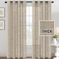 h.versailtx Linen Blended Curtains Natural Linen Textured Light Filtering Nickel Grommet 2 Panel Sets product image