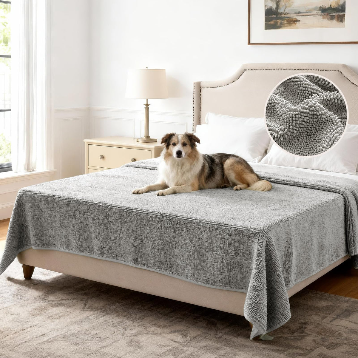 H.VERSAILTEX Non Slip Chenille Pet Couch Cover Thick Soft Washable Sofa Protector