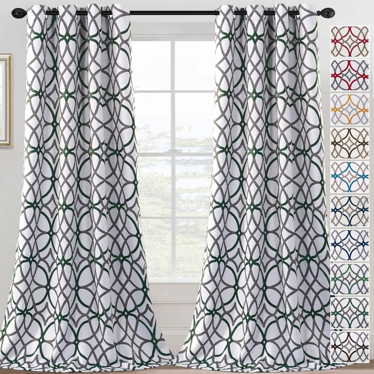 H.VERSAILTEX Blackout Curtains for Bedroom Printed Design 96 Inch Thermal Insulated 2 Panels