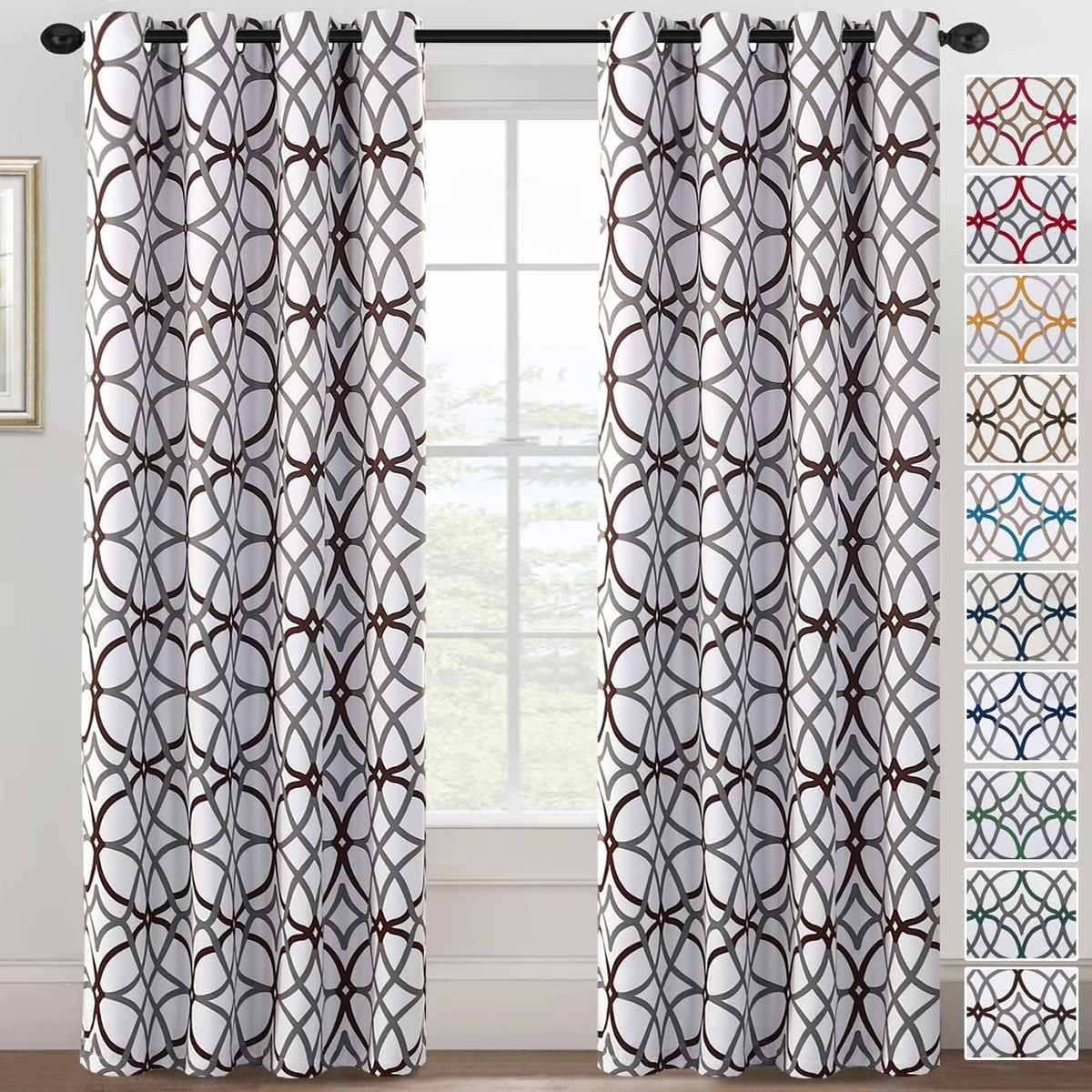 H.VERSAILTEX Blackout Curtains for Bedroom Printed Design 96 Inch Thermal Insulated 2 Panels