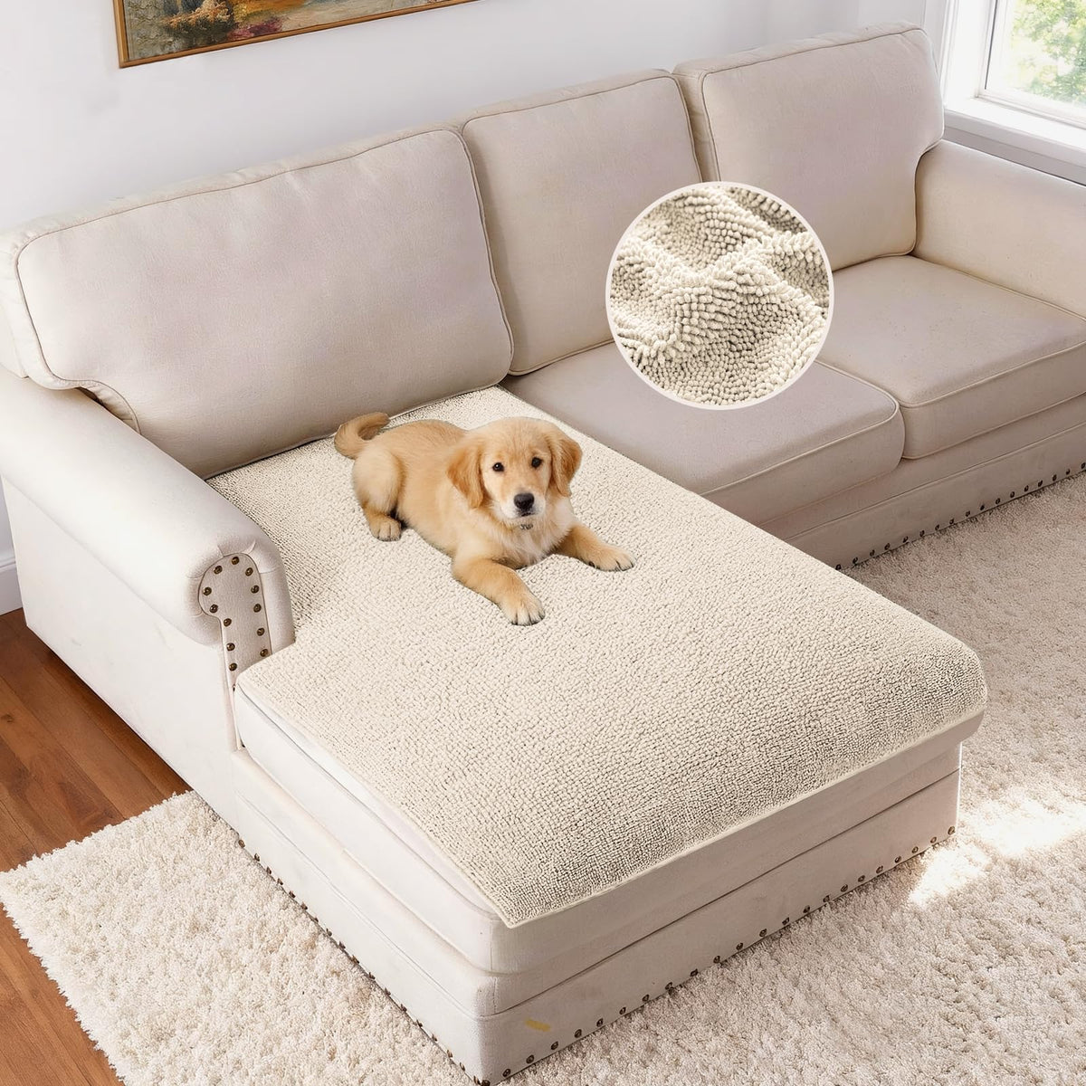 H.VERSAILTEX Non Slip Chenille Pet Couch Cover Thick Soft Washable Sofa Protector