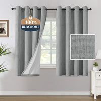 H.VERSAILTEX Chenille Curtains 96 inch Length 2 Panels 100% Blackout Drapes for Bedroom Living Room with White Flocking Coating Back Insulated Anti-Rust Grommet, Heathered Dove Gray(Not Solid)