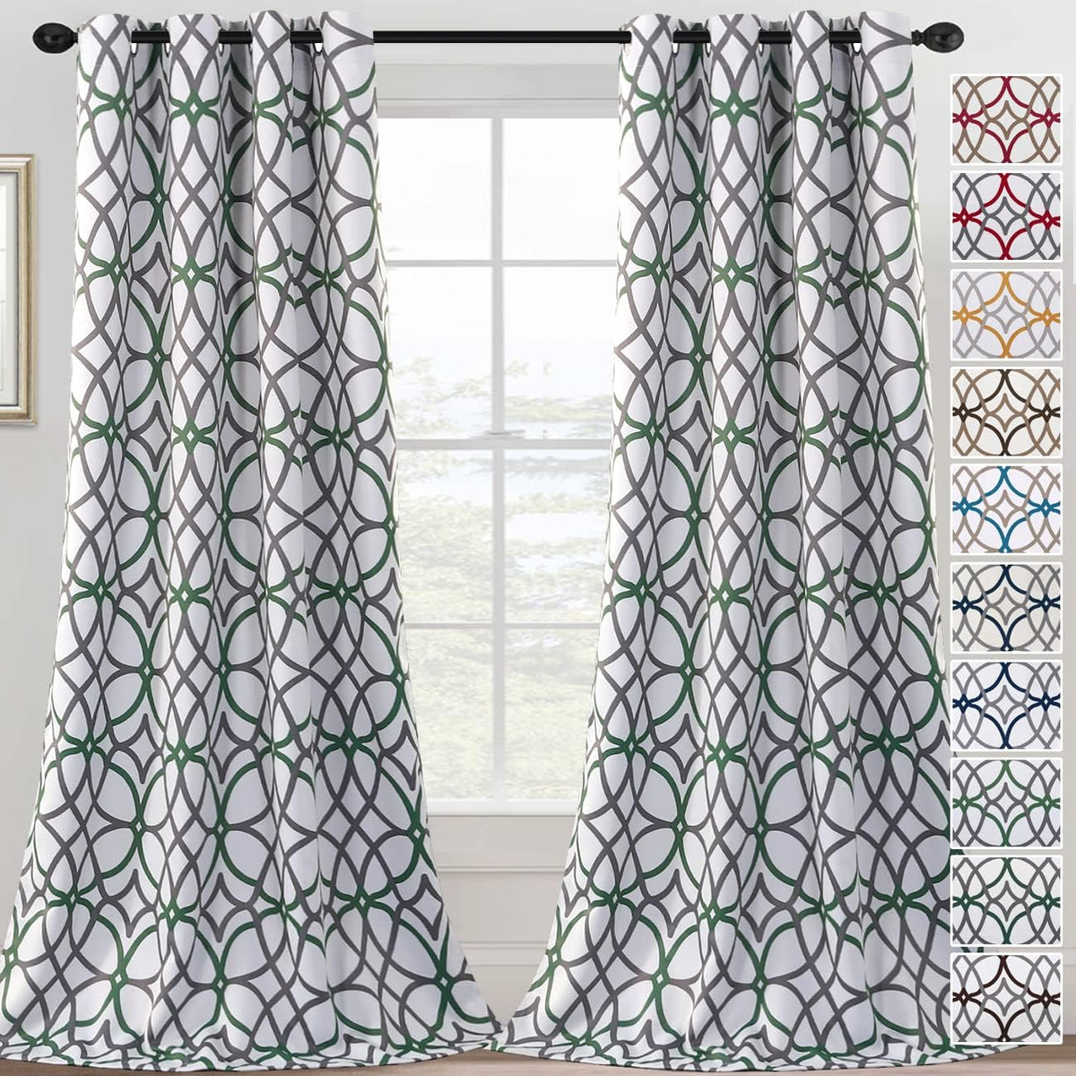 H.VERSAILTEX Blackout Curtains for Bedroom Printed Design 96 Inch Thermal Insulated 2 Panels