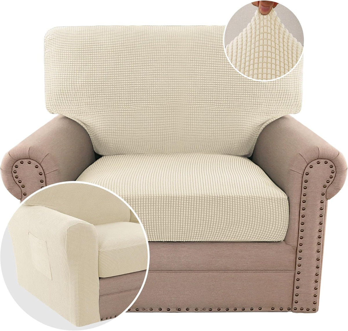 H.VERSAILTEX Multi-Pieces Chair Covers Stretch Couch Covers Form Fitted Seat and Back Cushions Covers