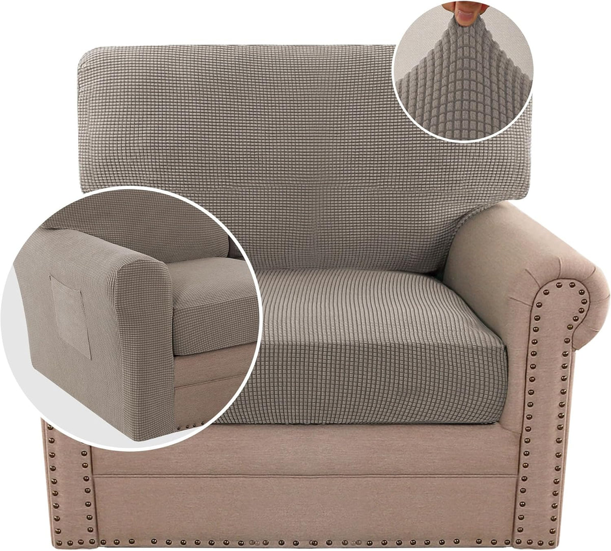 H.VERSAILTEX Multi-Pieces Chair Covers Stretch Couch Covers Form Fitted Seat and Back Cushions Covers