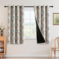 Floral 100% Blackout Vintage Curtains Patterned Thermal Insulated Grommet Window Drapes product feature or detail image
