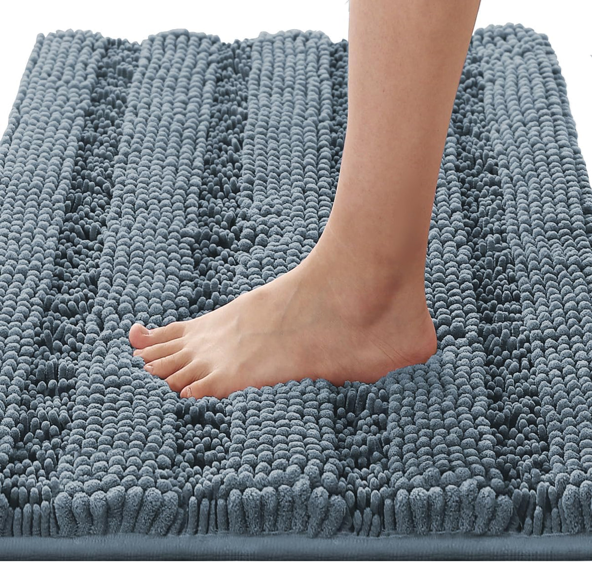 1pc H.VERSAILTEX Bath Rugs for Bathroom Non Slip Bath Mats Extra Thick Chenille Striped Rug 20" x 32" Absorbent Non Skid Fluffy Soft Shaggy Washable Dry Fast Plush Mat for Indoor, Bath Room, Tub