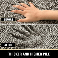 H.VERSAILTEX Bath Mat Bath Rug for Bathroom Luxury Chenille Bathroom Rug Mat Extra Soft and Absorbent Microfiber Shaggy Rugs Non Slip Rug Quick Dry Bath Mat Washable, 24 x 36 Inches, Dove Gray