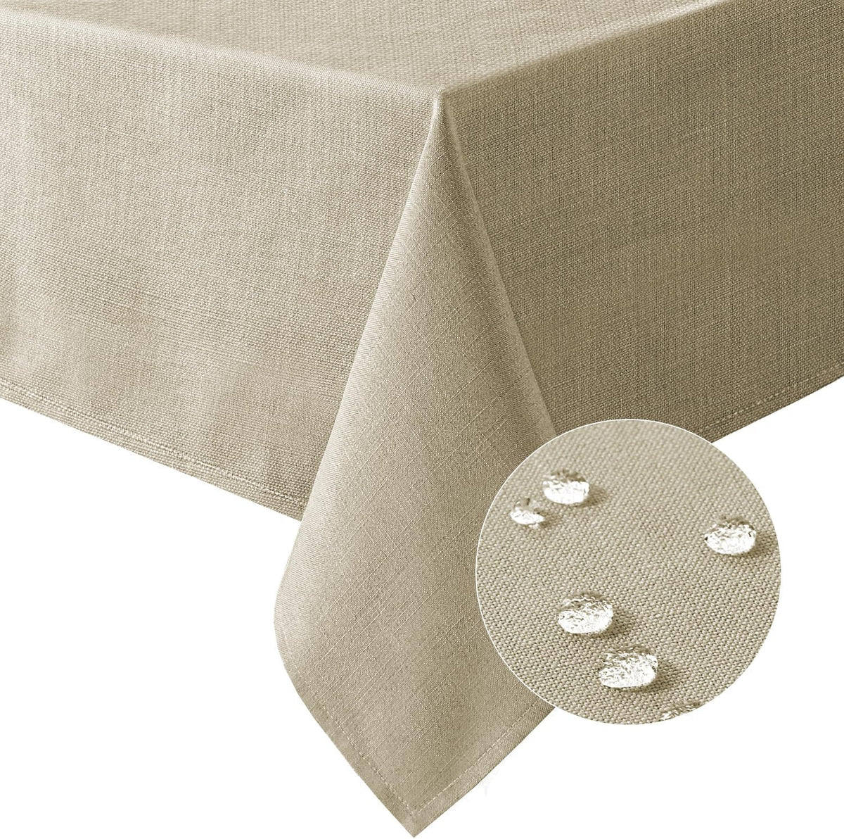 Linen Textured Table Cloths Premium Solid Tablecloth Spill-Proof Waterproof Table Cover