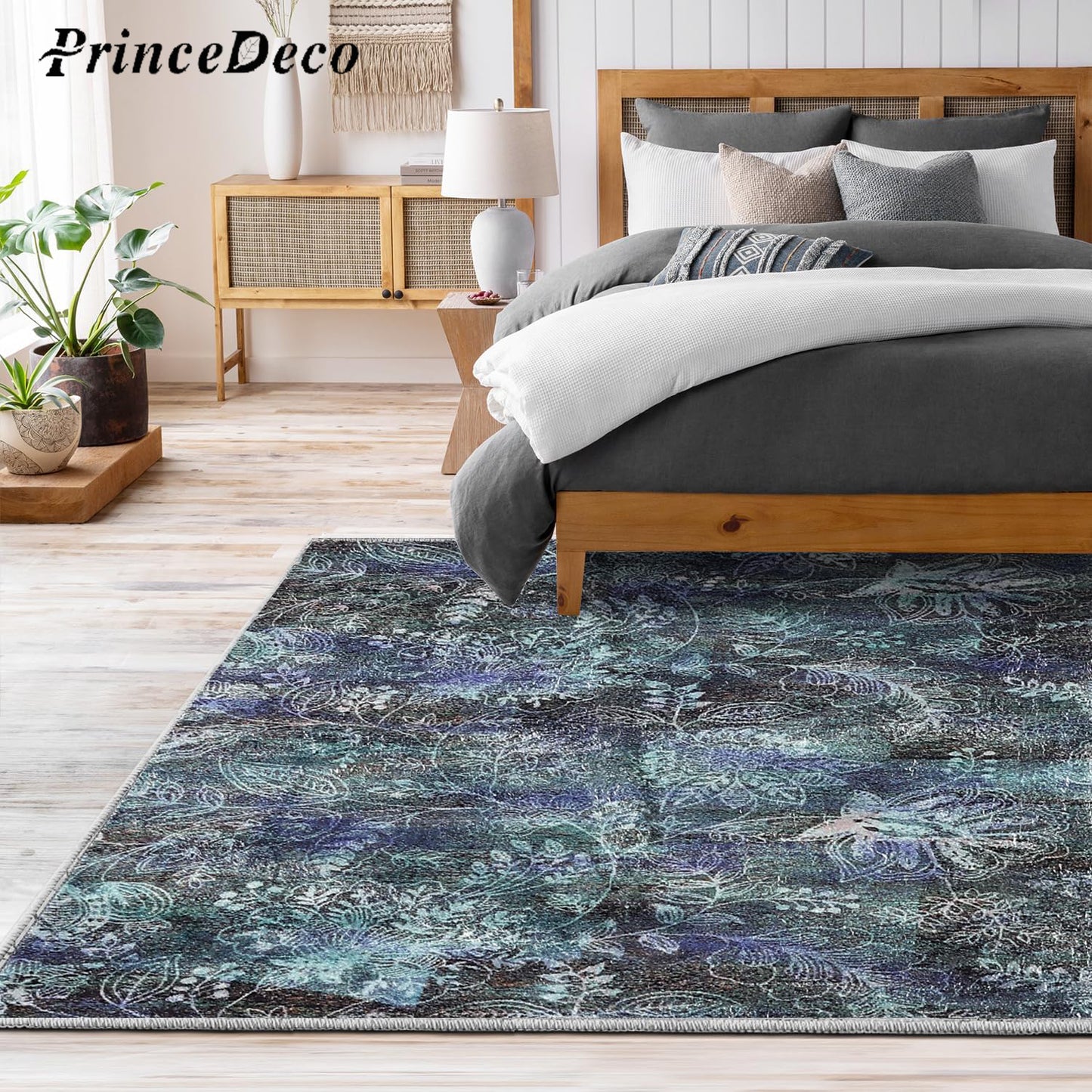 Prince Deco Area Rugs for Bedroom Paisley Floral Area Rug Fluffy Rug for Entryway Indoor Floor Rug Carpet for Front Door Bedroom Living Room Anti-Skid Durable Rectangular Rug Washable