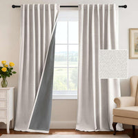 H.VERSAILTEX 100% Blackout Curtains Back Tab Full Light Blocking Curtain Draperies with Gray Coating Thermal Insulated Window Treatment Set of 2 Panels, 52" W x 84" L, Natural