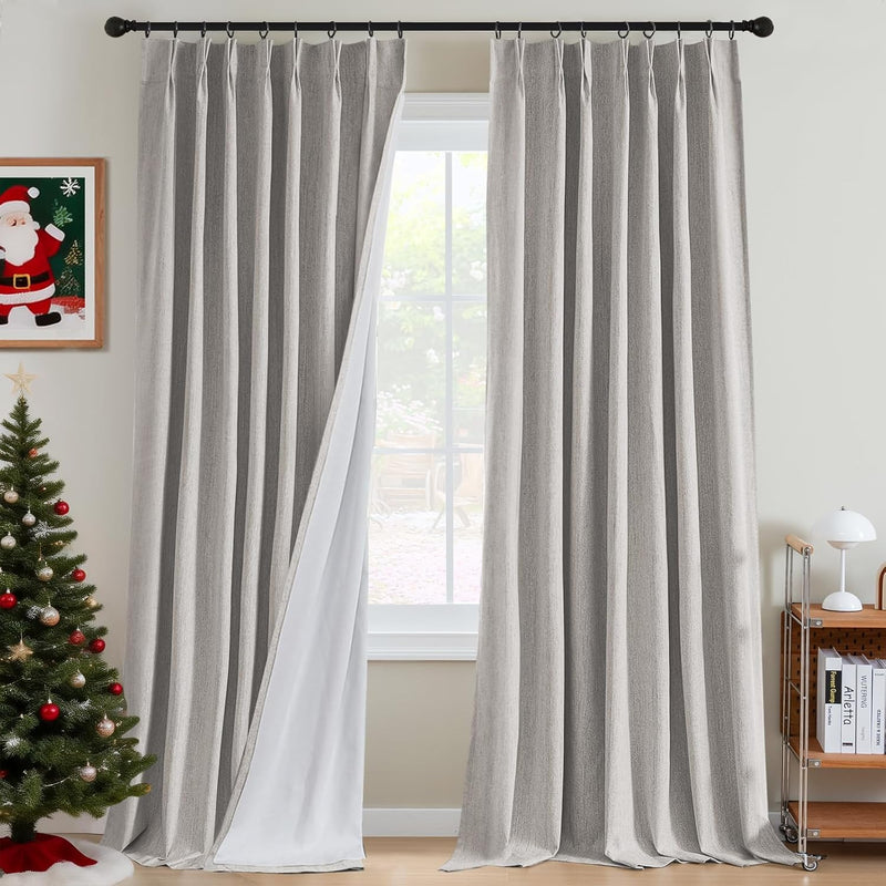 h.versailtx Pinch Pleated Blackout Curtains – Linen Chenille, Thermal Insulated, 2 Panels product image