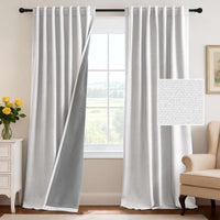 H.VERSAILTEX 100% Blackout Curtains Back Tab Full Light Blocking Curtain Draperies with Gray Coating Thermal Insulated Window Treatment Set of 2 Panels, 52" W x 84" L, Natural