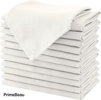 PrimeBeau Cloth Napkins Set of 12 (18" X 18") Linen Textured Dinner Napkins Waterproof Extra Soft Thick Durable Reusable Napkins with Hemmed Edges for Family Dinners, Weddings and Everyday Use