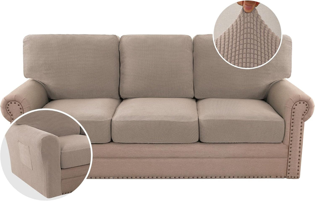 H.VERSAILTEX Multi-Pieces Chair Covers Stretch Couch Covers Form Fitted Seat and Back Cushions Covers