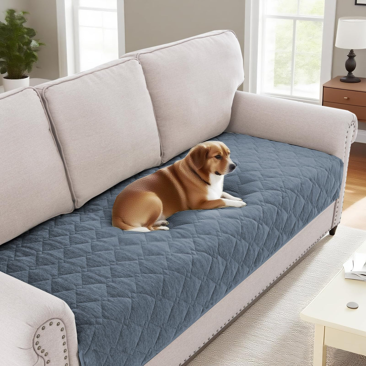 H.VERSAILTEX Chenille Couch Cover Fuzzy Sofa Cover Anti Slip Washable with Strap for Pets