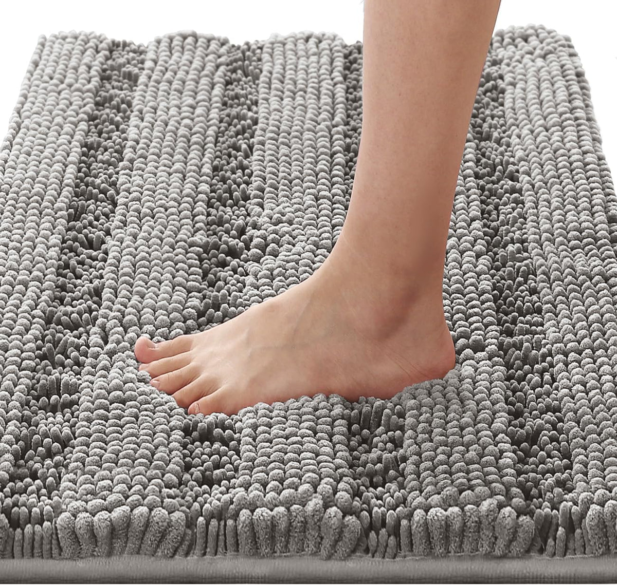 1pc H.VERSAILTEX Bath Rugs for Bathroom Non Slip Bath Mats Extra Thick Chenille Striped Rug 20" x 32" Absorbent Non Skid Fluffy Soft Shaggy Washable Dry Fast Plush Mat for Indoor, Bath Room, Tub