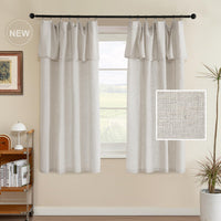 H.VERSAILTEX Linen Curtains with Attached Valance Living Room Boho Window Drapes 2 Panels Set Rod Pocket/Ring Top