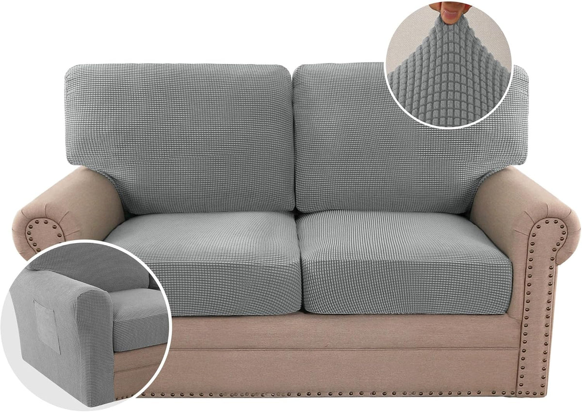 H.VERSAILTEX Multi-Pieces Chair Covers Stretch Couch Covers Form Fitted Seat and Back Cushions Covers