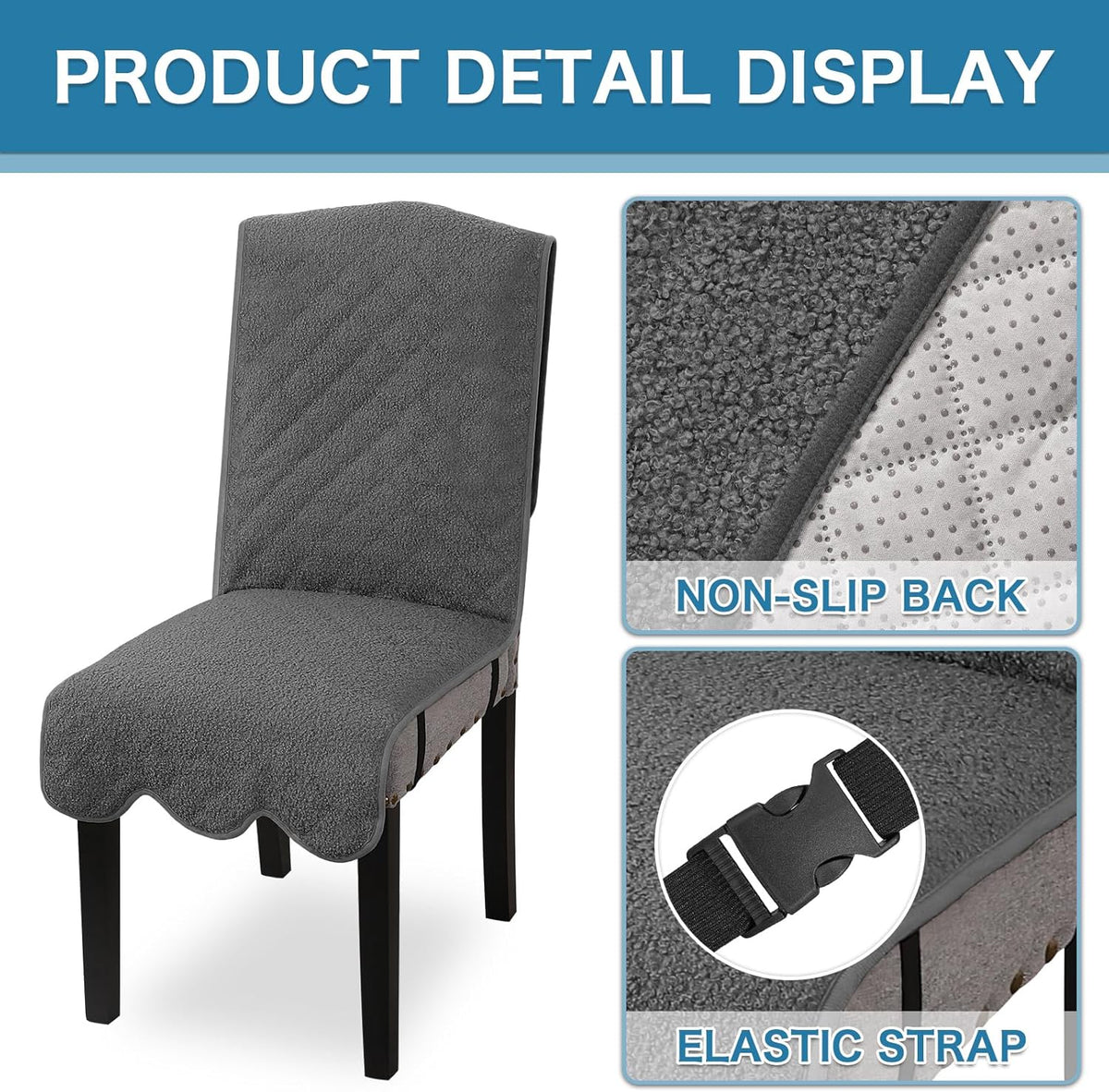 H.VERSAILTEX 100% Waterproof Dining Chair Covers Teddy Fleece Kitchen Chair Covers Parson Chair Slipcovers