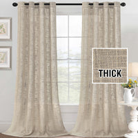 h.versailtx Linen Blended Curtains Natural Linen Textured Light Filtering Nickel Grommet 2 Panel Sets product image