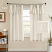 H.VERSAILTEX Linen Curtains with Attached Valance Living Room Boho Window Drapes 2 Panels Set Rod Pocket/Ring Top
