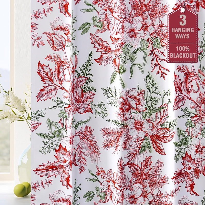 h.versailtx red and green floral blackout curtain with three hanging options