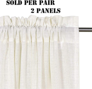 Natural Linen Rod Pocket Curtains Semi Sheer Curtains