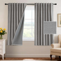 H.VERSAILTEX 100% Blackout Curtains Back Tab Full Light Blocking Curtain Draperies with Gray Coating Thermal Insulated Window Treatment Set of 2 Panels, 52" W x 84" L, Natural