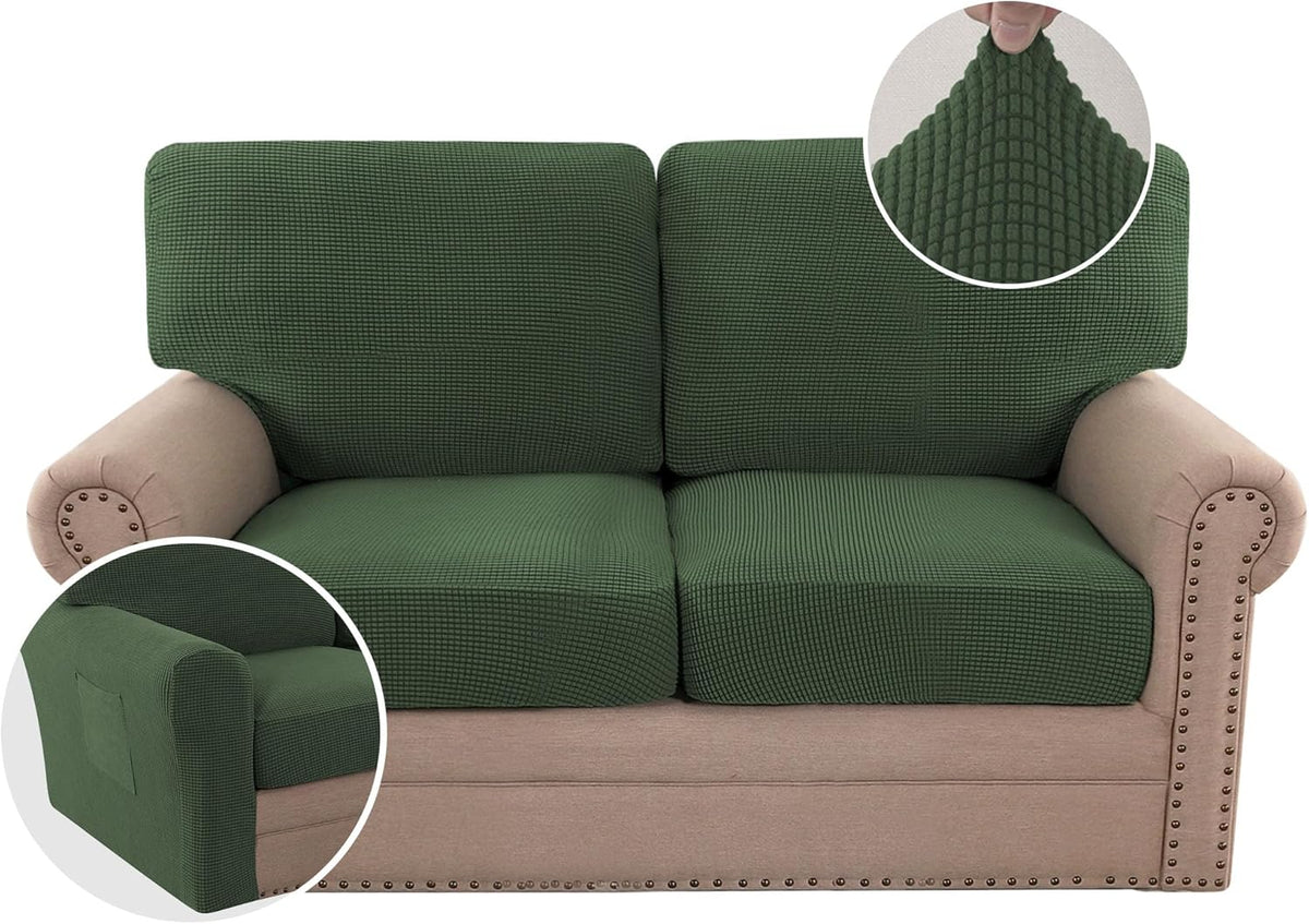 H.VERSAILTEX Multi-Pieces Chair Covers Stretch Couch Covers Form Fitted Seat and Back Cushions Covers