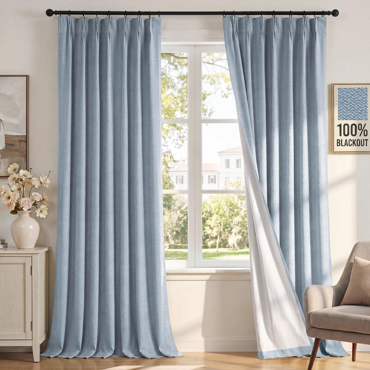 H.VERSAILTEX Pinch Pleated 100% Blackout Curtains