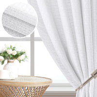 H.VERSAILTEX Boho Linen Curtain Light Filtering Back Tab, Set of 2 Panels