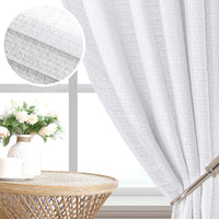 H.VERSAILTEX Boho Linen Curtain Light Filtering Back Tab, Set of 2 Panels
