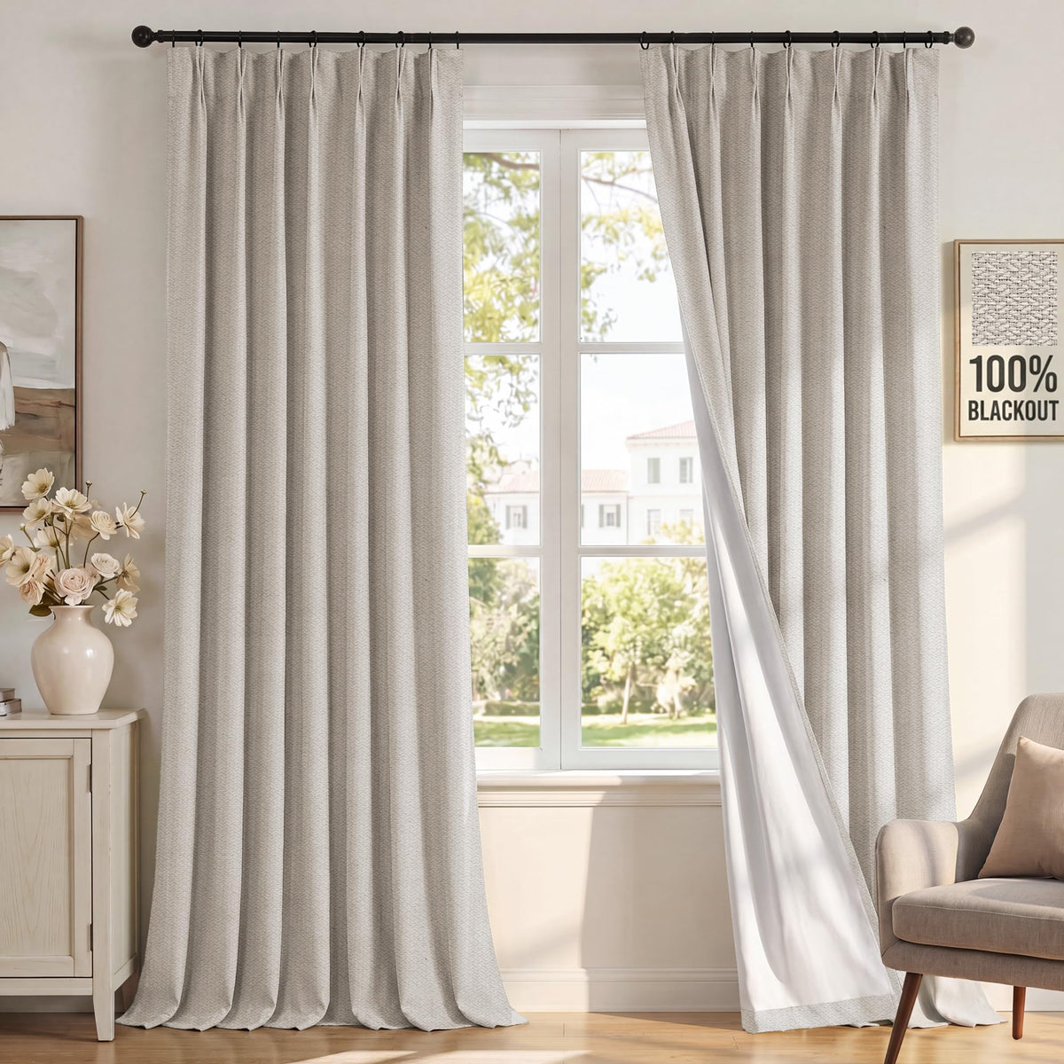 H.VERSAILTEX Pinch Pleated 100% Blackout Curtains