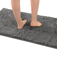 H.VERSAILTEX Bath Mat Bath Rug for Bathroom Luxury Chenille Bathroom Rug Mat Extra Soft and Absorbent Microfiber Shaggy Rugs Non Slip Rug Quick Dry Bath Mat Washable, 24 x 36 Inches, Dove Gray