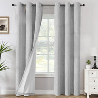 H.VERSAILTEX Chenille Curtains 96 inch Length 2 Panels 100% Blackout Drapes for Bedroom Living Room with White Flocking Coating Back Insulated Anti-Rust Grommet, Heathered Dove Gray(Not Solid)