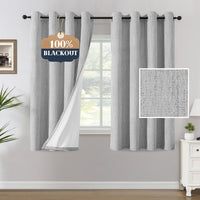H.VERSAILTEX Chenille Curtains 96 inch Length 2 Panels 100% Blackout Drapes for Bedroom Living Room with White Flocking Coating Back Insulated Anti-Rust Grommet, Heathered Dove Gray(Not Solid)