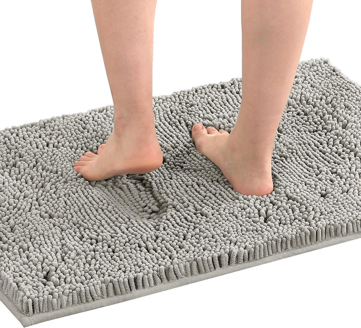 H.VERSAILTEX Bath Mat Bath Rug for Bathroom Luxury Chenille Bathroom Rug Mat Extra Soft and Absorbent Microfiber Shaggy Rugs Non Slip Rug Quick Dry Bath Mat Washable, 24 x 36 Inches, Dove Gray