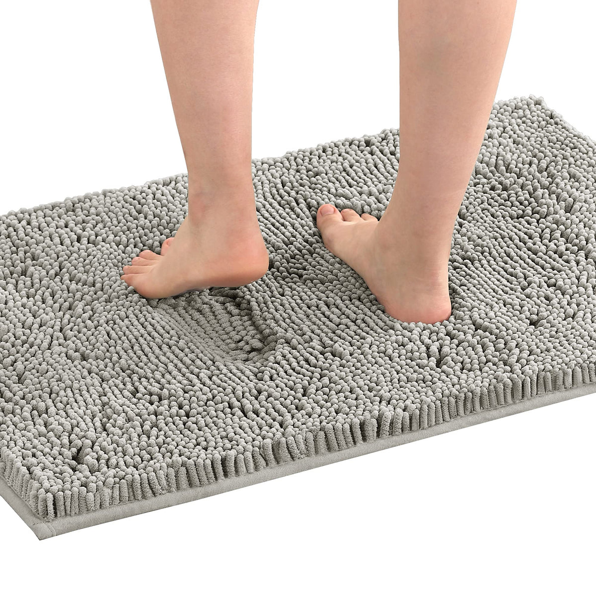 H.VERSAILTEX Bath Mat Bath Rug for Bathroom Luxury Chenille Bathroom Rug Mat Extra Soft and Absorbent Microfiber Shaggy Rugs Non Slip Rug Quick Dry Bath Mat Washable, 24 x 36 Inches, Dove Gray