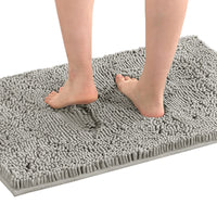 H.VERSAILTEX Bath Mat Bath Rug for Bathroom Luxury Chenille Bathroom Rug Mat Extra Soft and Absorbent Microfiber Shaggy Rugs Non Slip Rug Quick Dry Bath Mat Washable, 24 x 36 Inches, Dove Gray