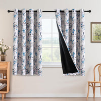 Floral 100% Blackout Vintage Curtains Patterned Thermal Insulated Grommet Window Drapes product feature or detail image