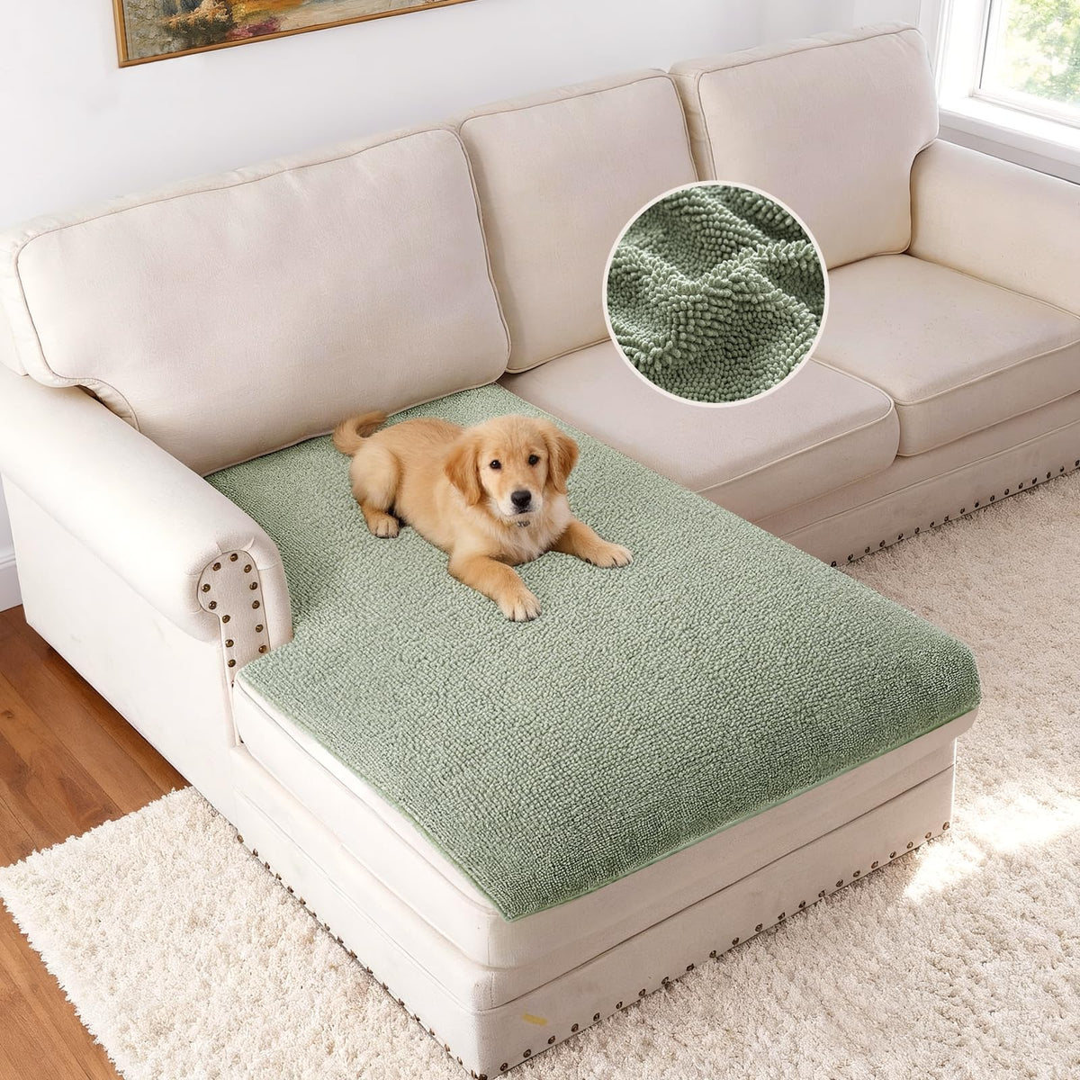 H.VERSAILTEX Non Slip Chenille Pet Couch Cover Thick Soft Washable Sofa Protector
