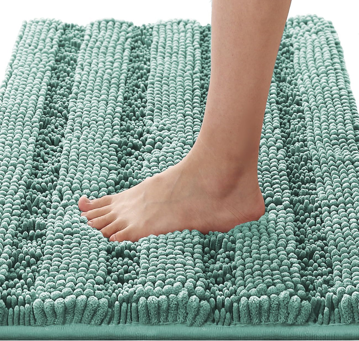 1pc H.VERSAILTEX Bath Rugs for Bathroom Non Slip Bath Mats Extra Thick Chenille Striped Rug 20" x 32" Absorbent Non Skid Fluffy Soft Shaggy Washable Dry Fast Plush Mat for Indoor, Bath Room, Tub