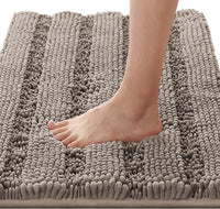 1pc H.VERSAILTEX Bath Rugs for Bathroom Non Slip Bath Mats Extra Thick Chenille Striped Rug 20" x 32" Absorbent Non Skid Fluffy Soft Shaggy Washable Dry Fast Plush Mat for Indoor, Bath Room, Tub