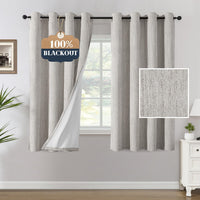 H.VERSAILTEX Chenille Curtains 96 inch Length 2 Panels 100% Blackout Drapes for Bedroom Living Room with White Flocking Coating Back Insulated Anti-Rust Grommet, Heathered Dove Gray(Not Solid)