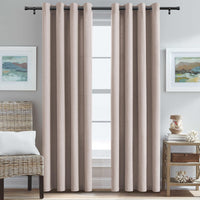 H.VERSAILTEX Grommet Natural Linen Textured Kitchen Curtains 45 inch Length, Thick Faux Linen Room Darkening Window Treatment Set for Farmhouse/Bedroom 52W x 45L,2 Panels,Heather Aqua