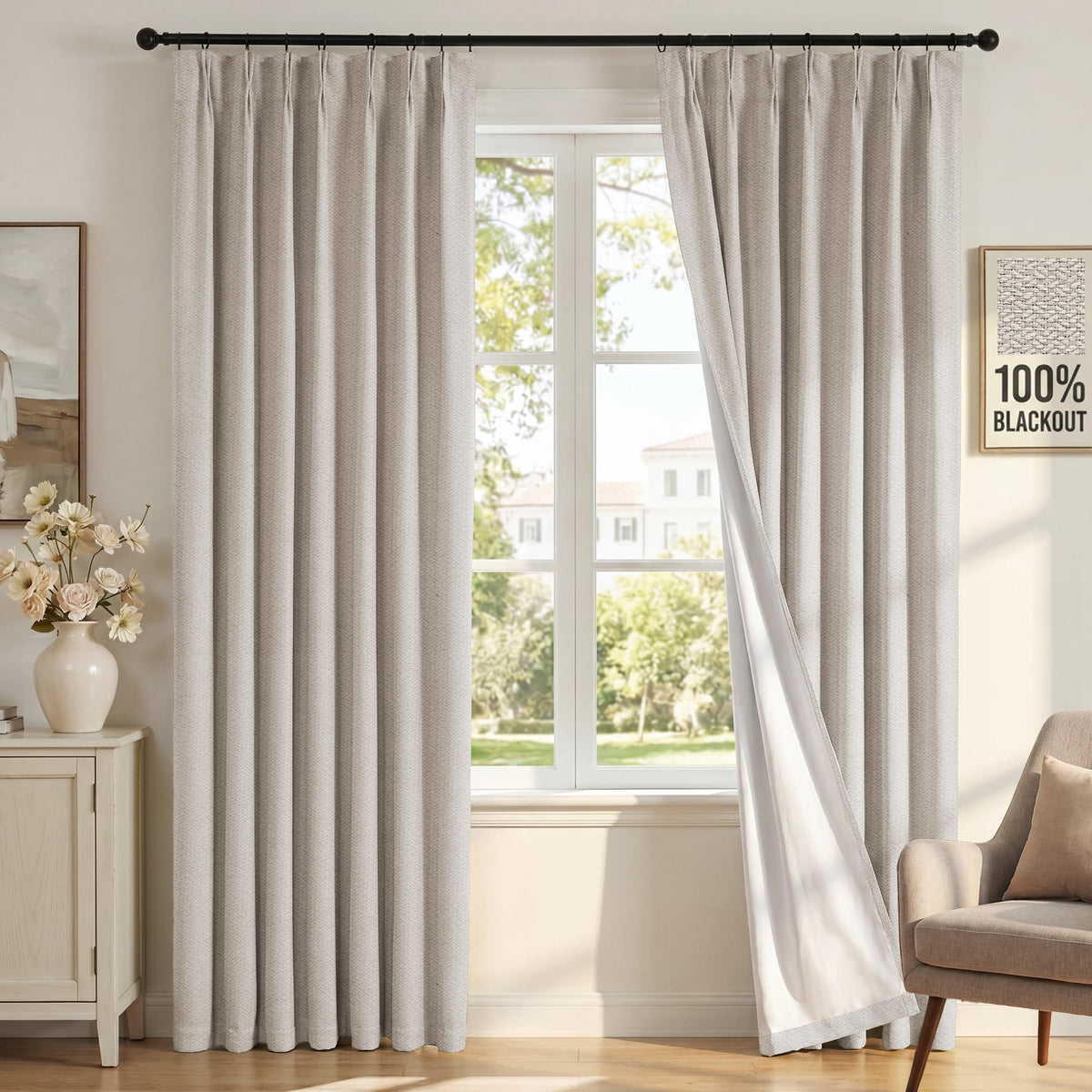 H.VERSAILTEX Pinch Pleated 100% Blackout Curtains