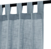 h.versailtx light blue linen blend curtain tab top detail